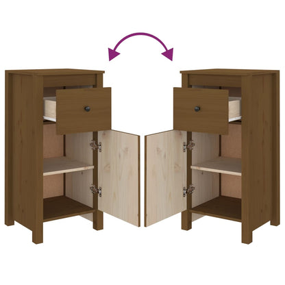 vidaXL Commodes 2 pcs Marron miel 40x35x80 cm Bois de pin massif