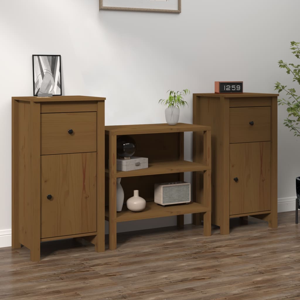 vidaXL Commodes 2 pcs Marron miel 40x35x80 cm Bois de pin massif