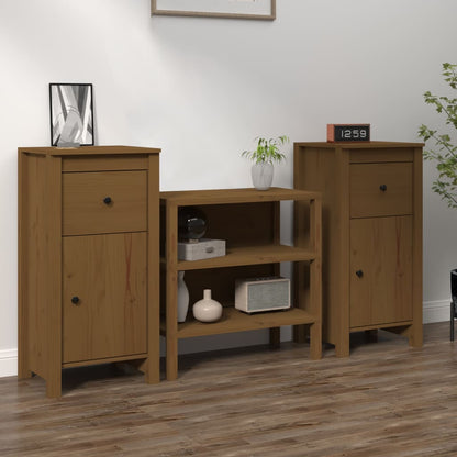 vidaXL Commodes 2 pcs Marron miel 40x35x80 cm Bois de pin massif
