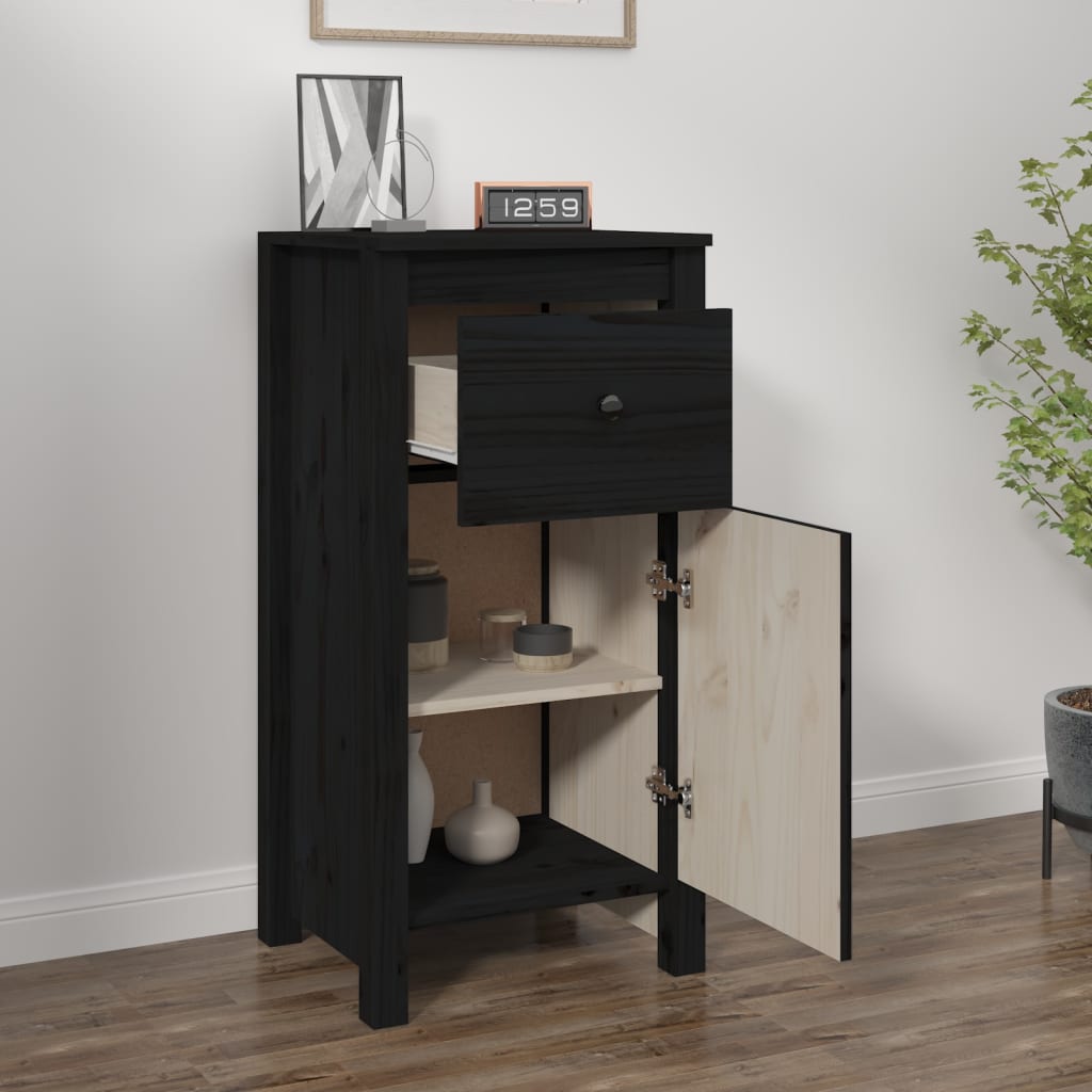vidaXL Buffet noir 40x35x80 cm Bois de pin massif