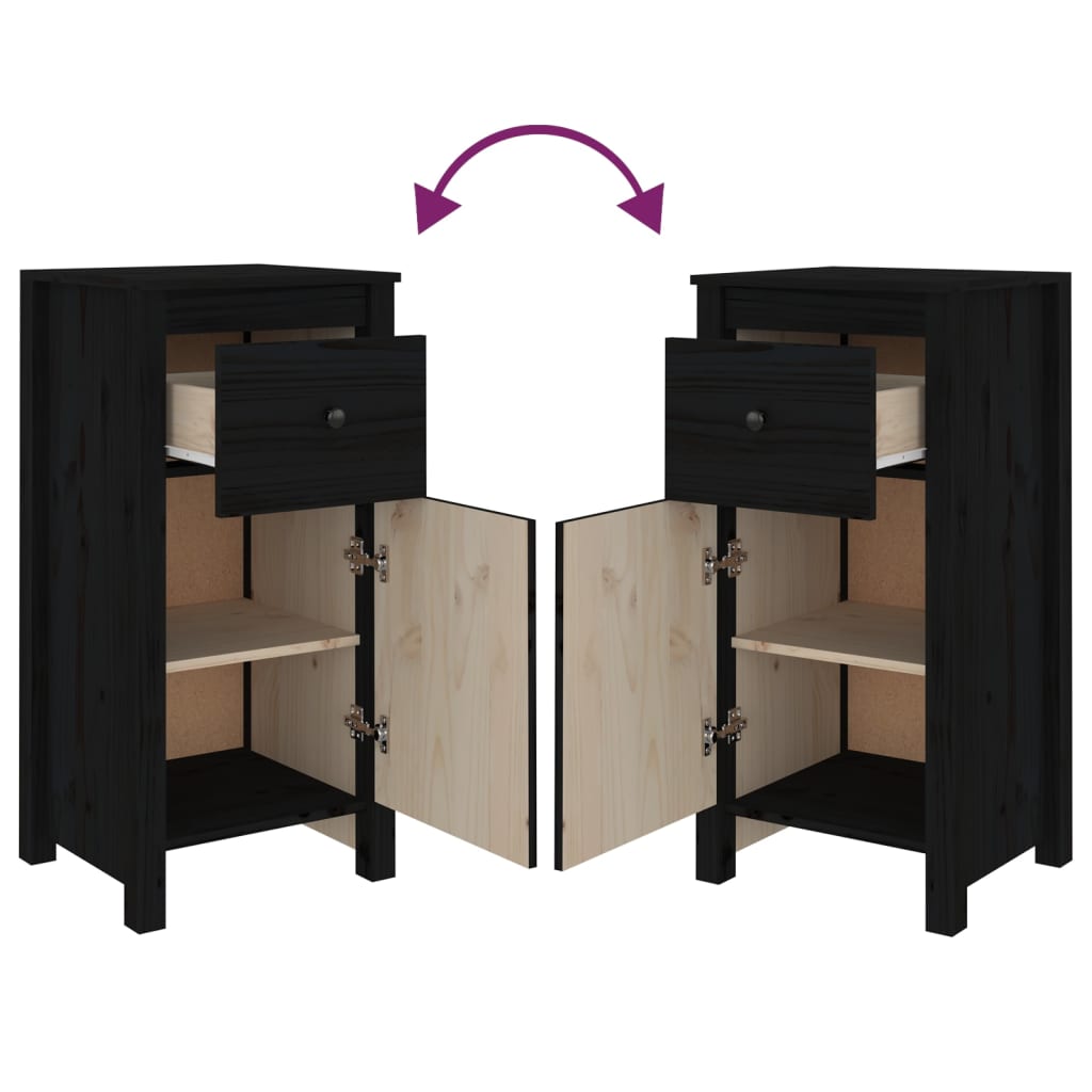 vidaXL Buffet noir 40x35x80 cm Bois de pin massif