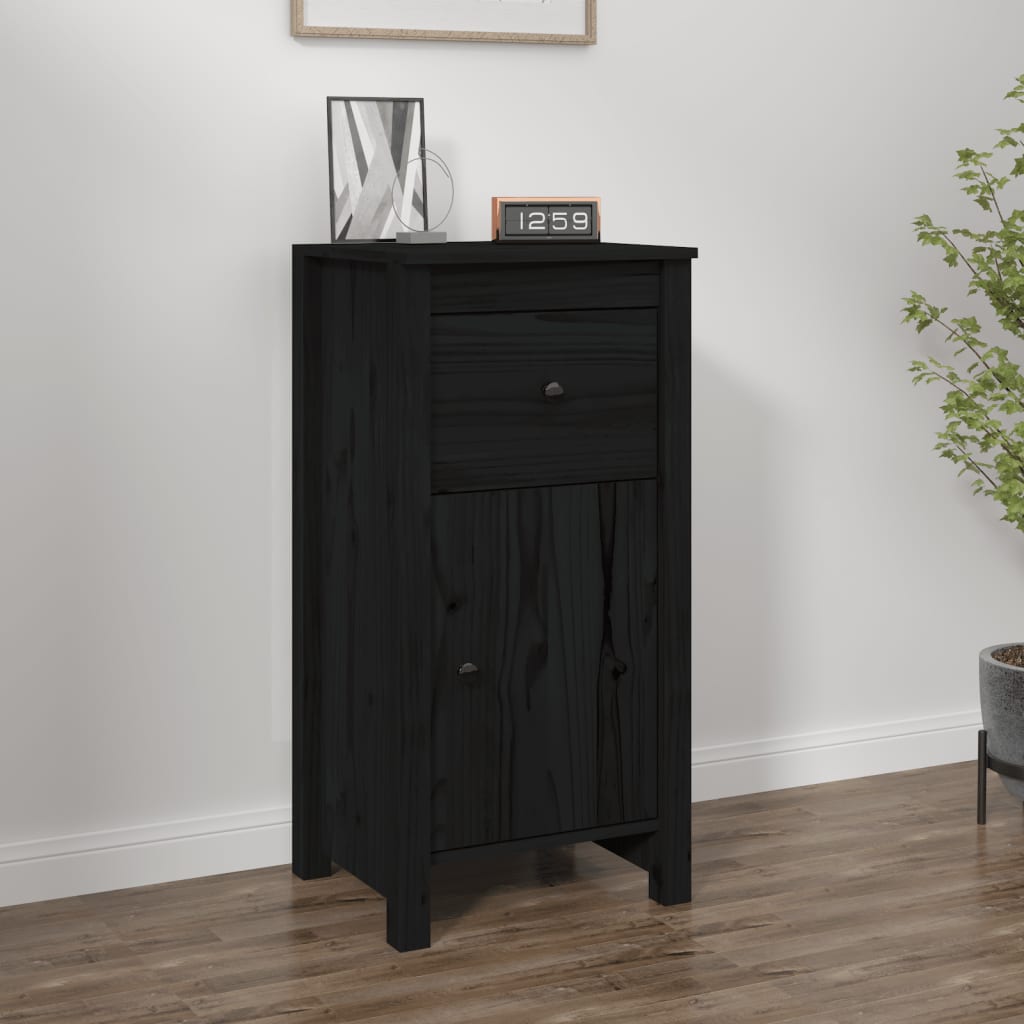 vidaXL Buffet noir 40x35x80 cm Bois de pin massif
