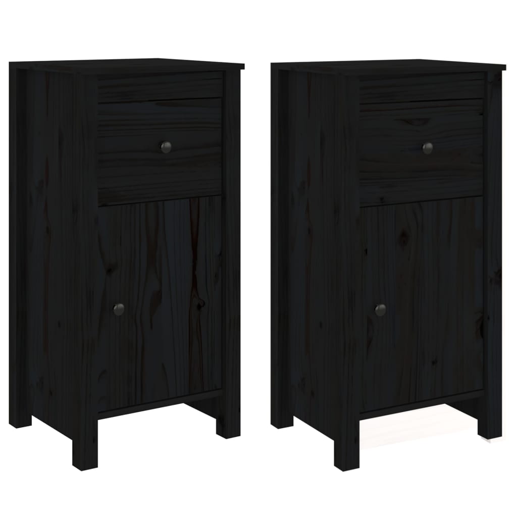 vidaXL Buffets 2 pcs Noir 40x35x80 cm Pin massif