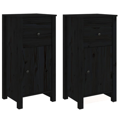 vidaXL Buffets 2 pcs Noir 40x35x80 cm Pin massif