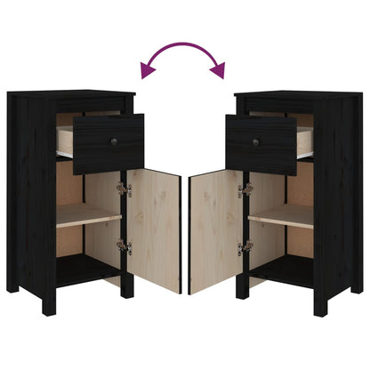 vidaXL Buffets 2 pcs Noir 40x35x80 cm Pin massif
