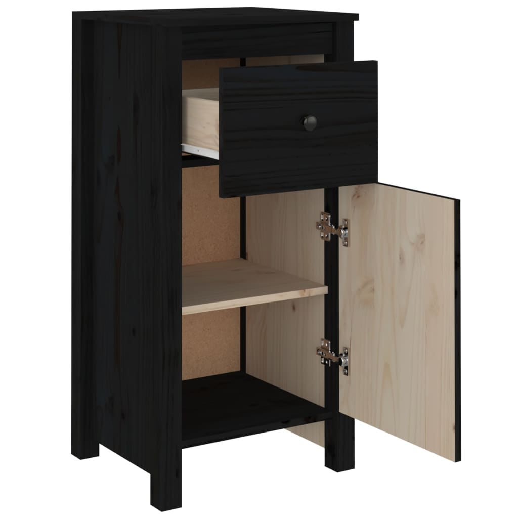 vidaXL Buffets 2 pcs Noir 40x35x80 cm Pin massif