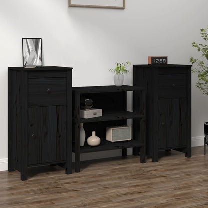 vidaXL Buffets 2 pcs Noir 40x35x80 cm Pin massif