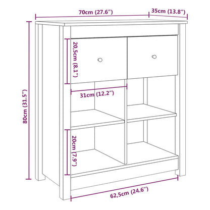 vidaXL Sideboard Weiß 70x35x80 cm Massivholz Kiefer