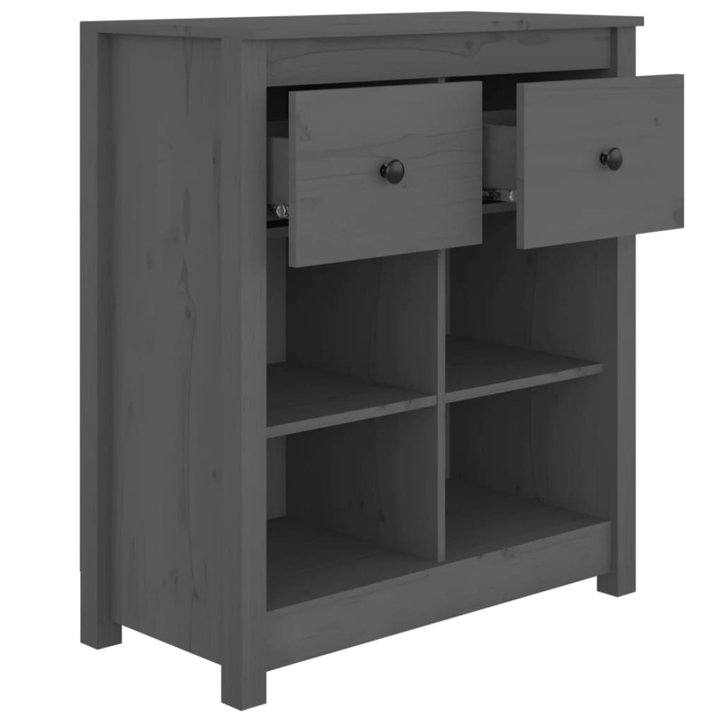 vidaXL Commode grise 70x35x80 cm Bois de pin massif