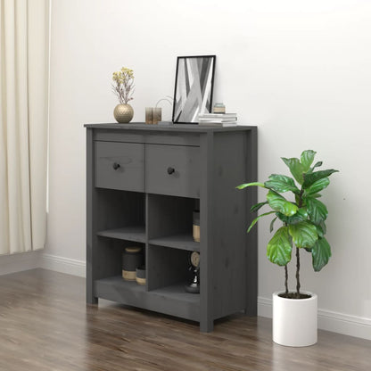vidaXL Commode grise 70x35x80 cm Bois de pin massif