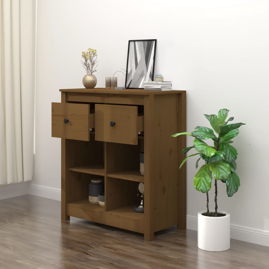 vidaXL Buffet marron miel 70x35x80 cm Bois de pin massif
