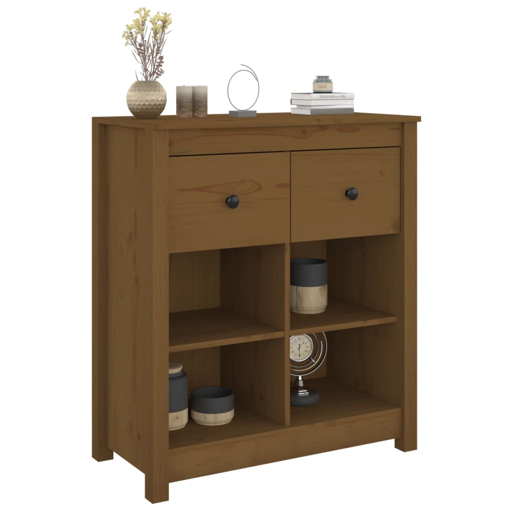 vidaXL Buffet marron miel 70x35x80 cm Bois de pin massif
