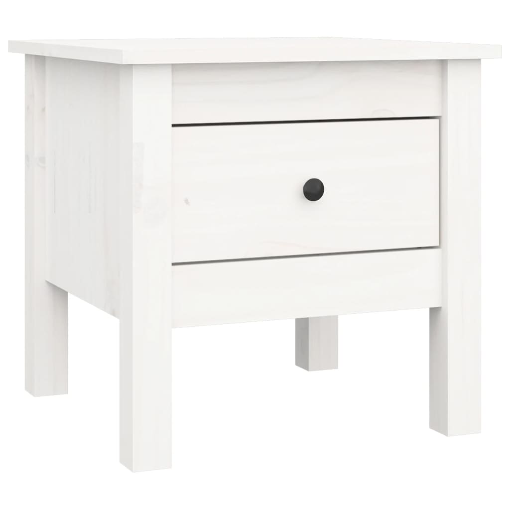 vidaXL Table d'appoint Blanc 40x40x39 cm Bois de pin massif