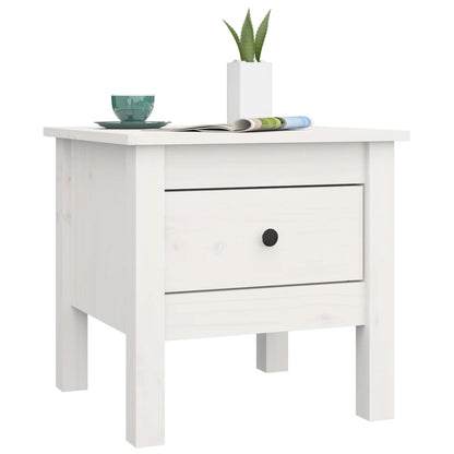 vidaXL Table d'appoint Blanc 40x40x39 cm Bois de pin massif