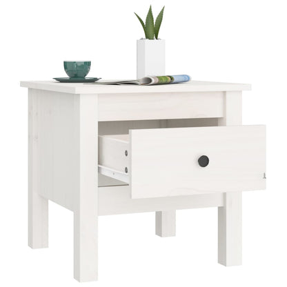 vidaXL Table d'appoint Blanc 40x40x39 cm Bois de pin massif