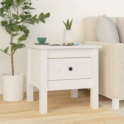 vidaXL Table d'appoint Blanc 40x40x39 cm Bois de pin massif