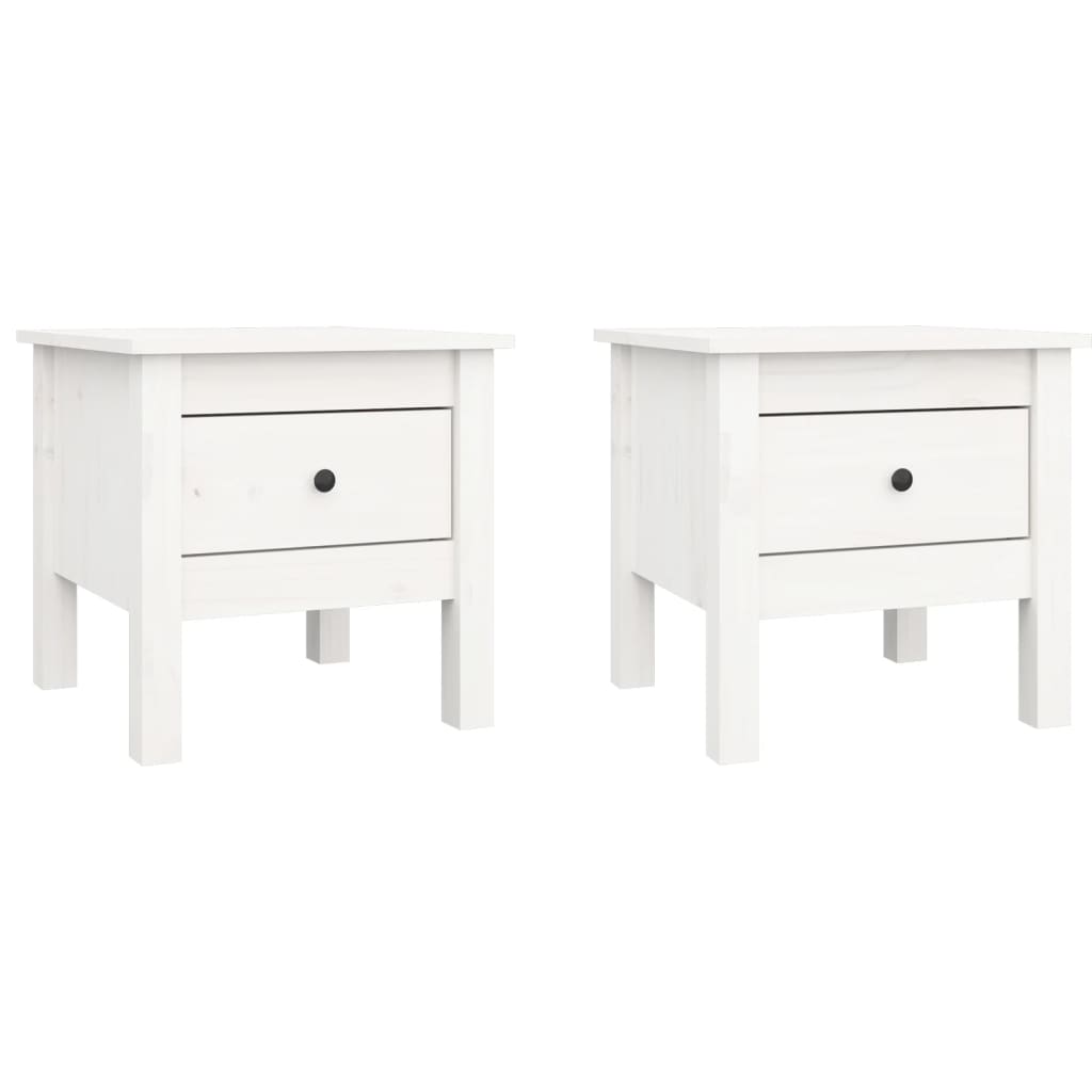 vidaXL Tables d'appoint 2 pcs Blanc 40x40x39 cm Bois de pin massif