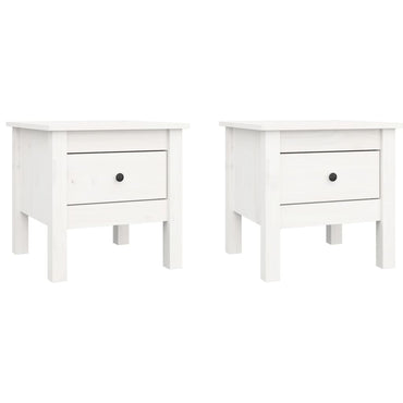 vidaXL Tables d'appoint 2 pcs Blanc 40x40x39 cm Bois de pin massif