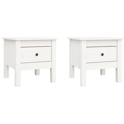 vidaXL Tables d'appoint 2 pcs Blanc 40x40x39 cm Bois de pin massif