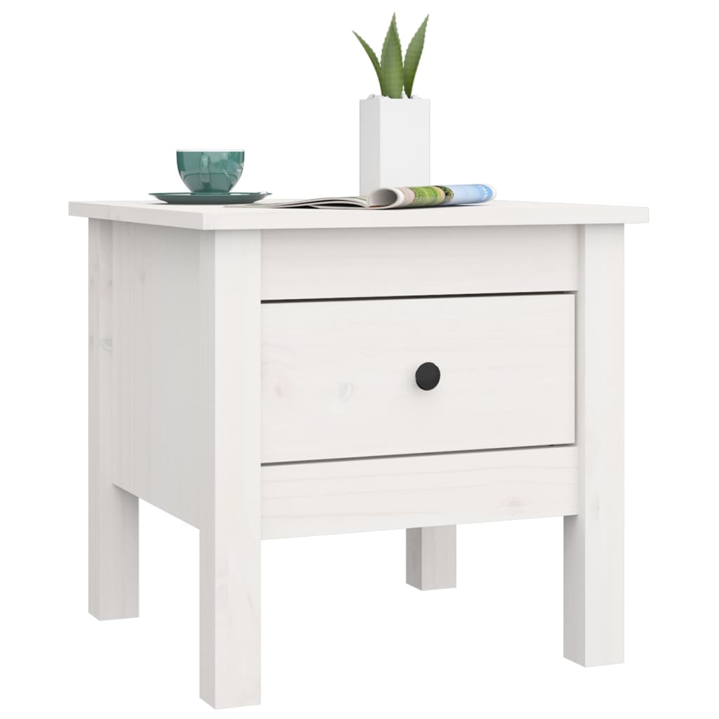 vidaXL Tables d'appoint 2 pcs Blanc 40x40x39 cm Bois de pin massif
