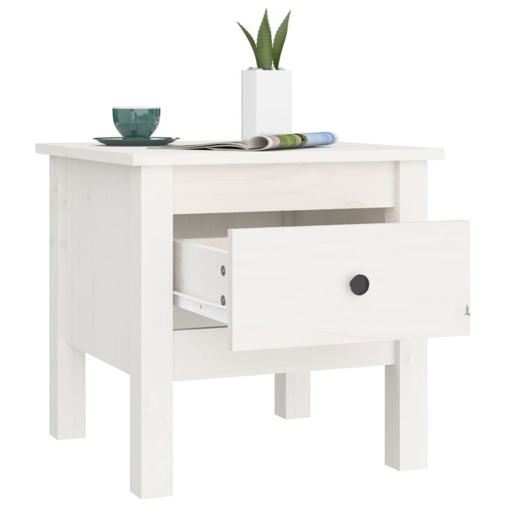 vidaXL Tables d'appoint 2 pcs Blanc 40x40x39 cm Bois de pin massif