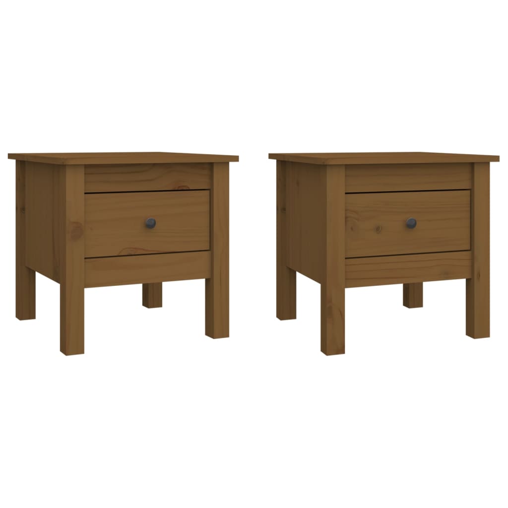vidaXL Tables d'appoint 2 pcs Marron miel 40x40x39 cm Bois de pin massif