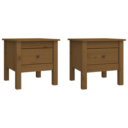vidaXL Tables d'appoint 2 pcs Marron miel 40x40x39 cm Bois de pin massif