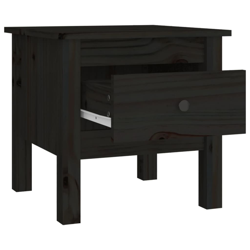 vidaXL Table d'appoint noir 40x40x39 cm Pin massif