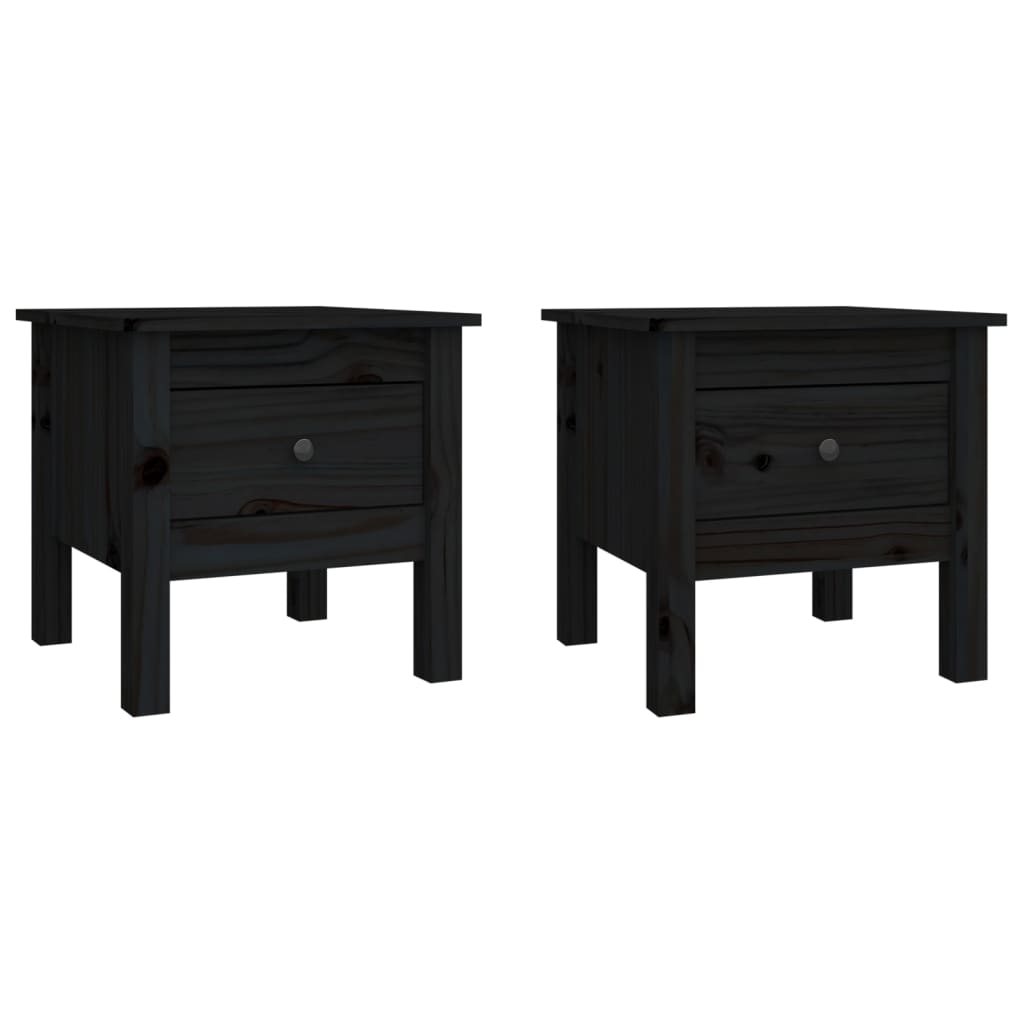 vidaXL Tables d'appoint 2 pcs Noir 40x40x39 cm Bois de pin massif