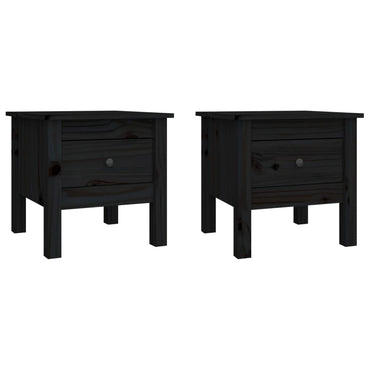 vidaXL Tables d'appoint 2 pcs Noir 40x40x39 cm Bois de pin massif
