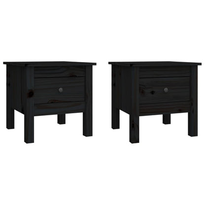 vidaXL Tables d'appoint 2 pcs Noir 40x40x39 cm Bois de pin massif