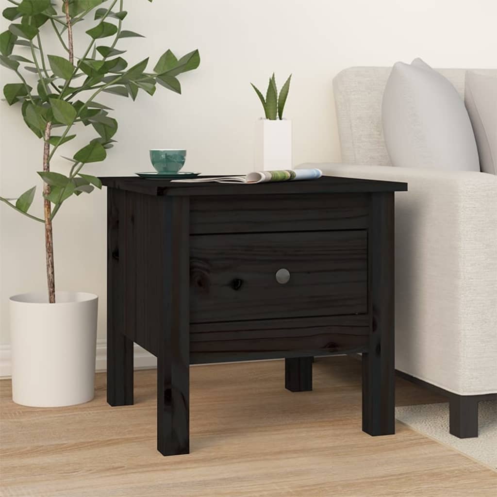 vidaXL Tables d'appoint 2 pcs Noir 40x40x39 cm Bois de pin massif
