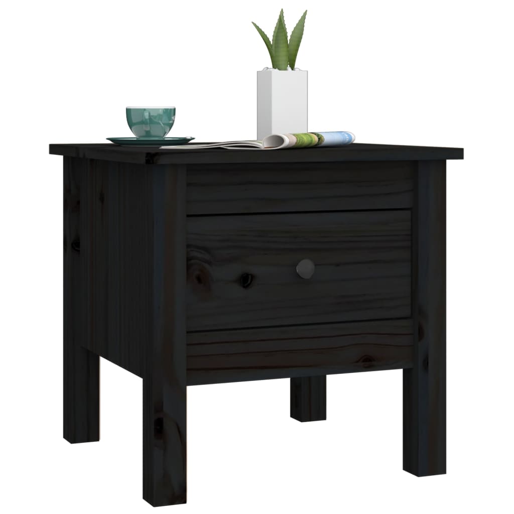 vidaXL Tables d'appoint 2 pcs Noir 40x40x39 cm Bois de pin massif