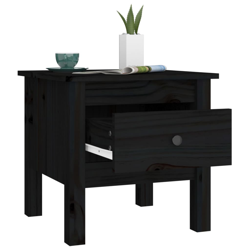 vidaXL Tables d'appoint 2 pcs Noir 40x40x39 cm Bois de pin massif