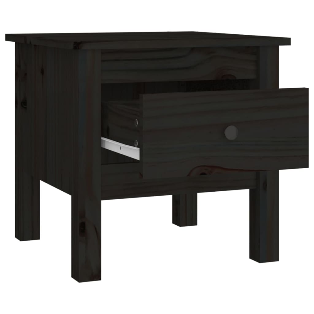 vidaXL Tables d'appoint 2 pcs Noir 40x40x39 cm Bois de pin massif