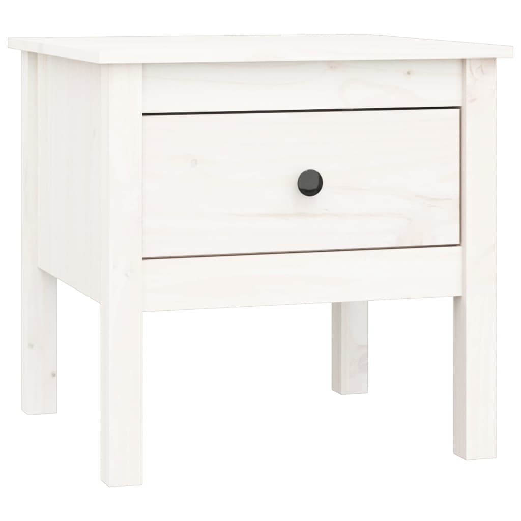 vidaXL Table d'appoint Blanc 50x50x49 cm Pin Massif