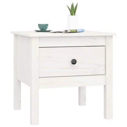 vidaXL Table d'appoint Blanc 50x50x49 cm Pin Massif