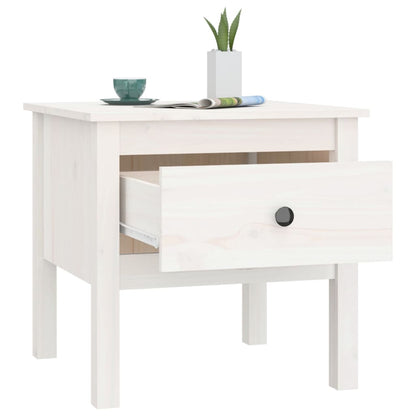 vidaXL Table d'appoint Blanc 50x50x49 cm Pin Massif