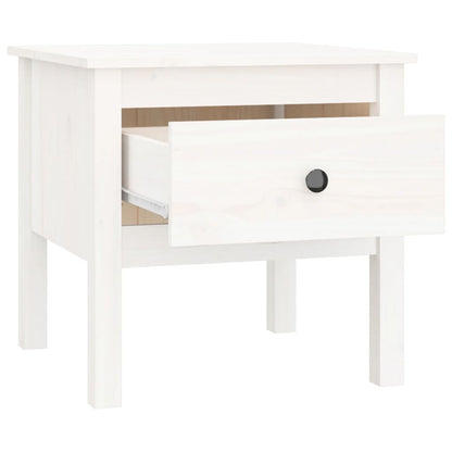 vidaXL Table d'appoint Blanc 50x50x49 cm Pin Massif