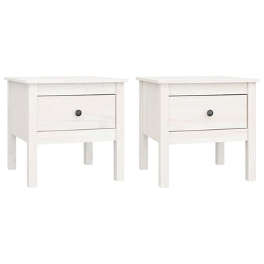 vidaXL Tables d'appoint 2 pcs Blanc 50x50x49 cm Bois de pin massif