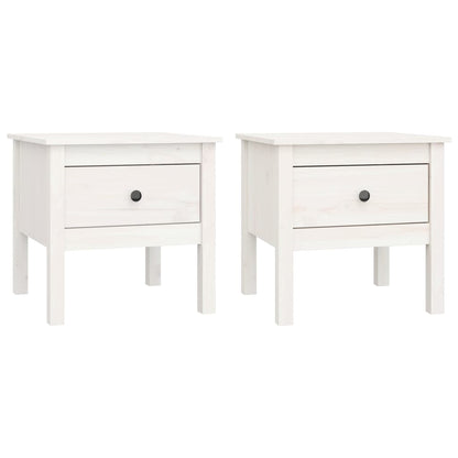 vidaXL Tables d'appoint 2 pcs Blanc 50x50x49 cm Bois de pin massif