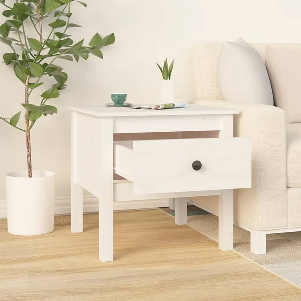 vidaXL Tables d'appoint 2 pcs Blanc 50x50x49 cm Bois de pin massif