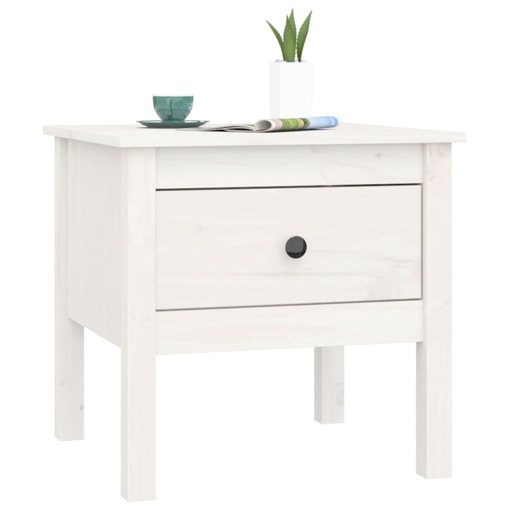 vidaXL Tables d'appoint 2 pcs Blanc 50x50x49 cm Bois de pin massif