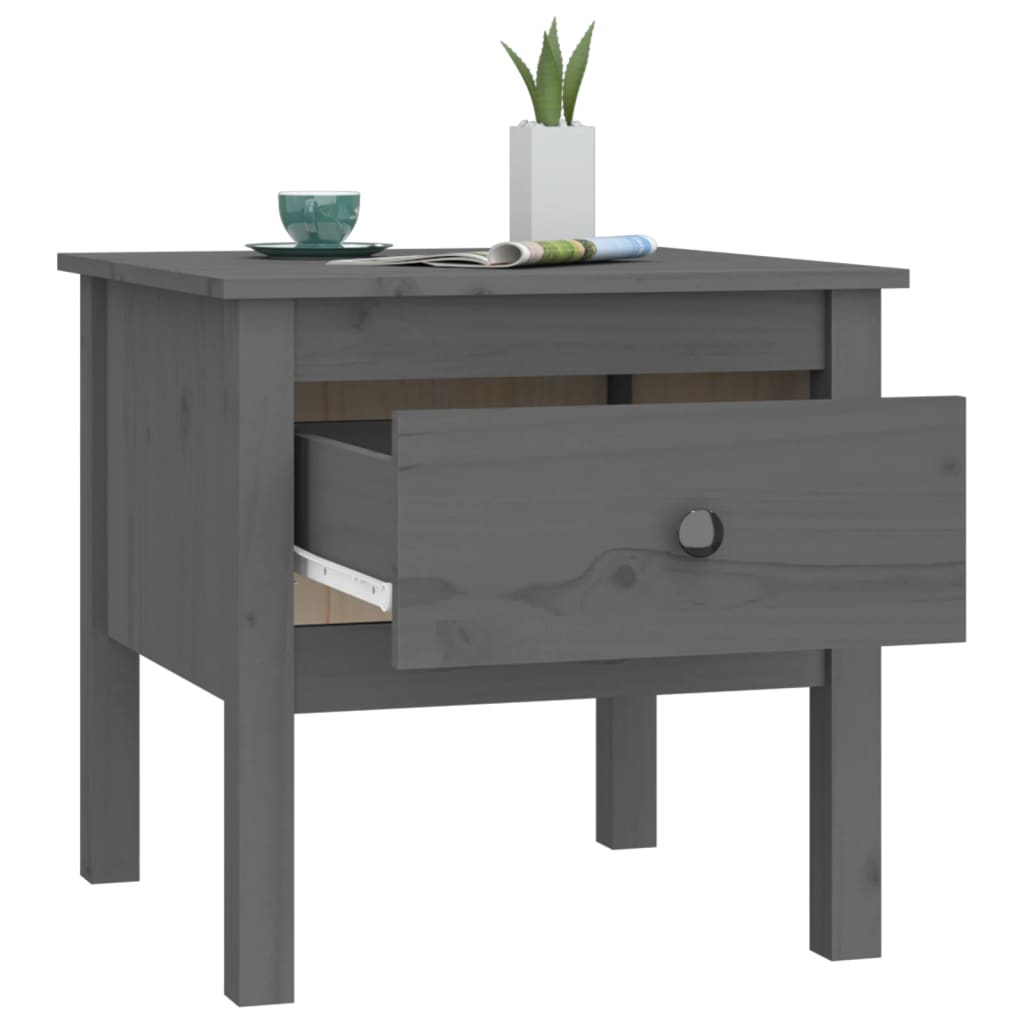 vidaXL Table d'appoint Gris 50x50x49 cm Bois de pin massif