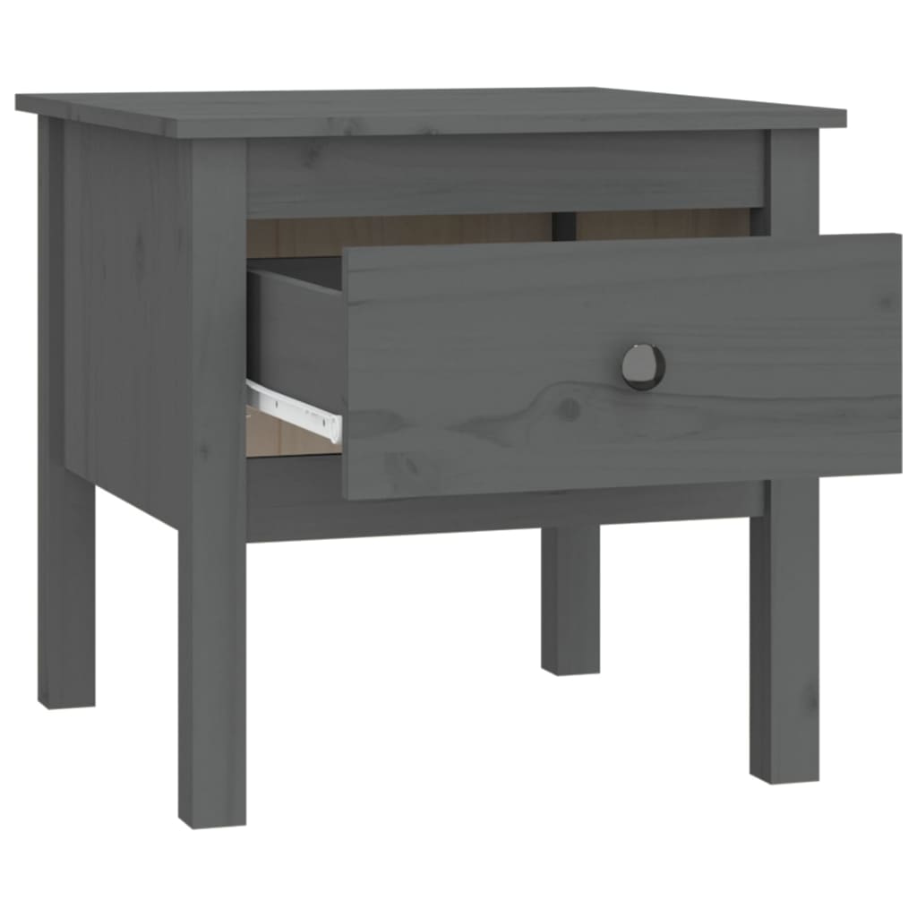 vidaXL Table d'appoint Gris 50x50x49 cm Bois de pin massif