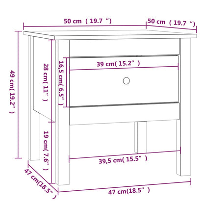 vidaXL Table d'appoint Gris 50x50x49 cm Bois de pin massif