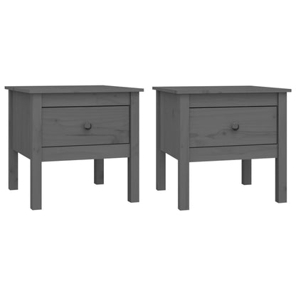vidaXL Tables d'appoint 2 pcs Gris 50x50x49 cm Bois de pin massif