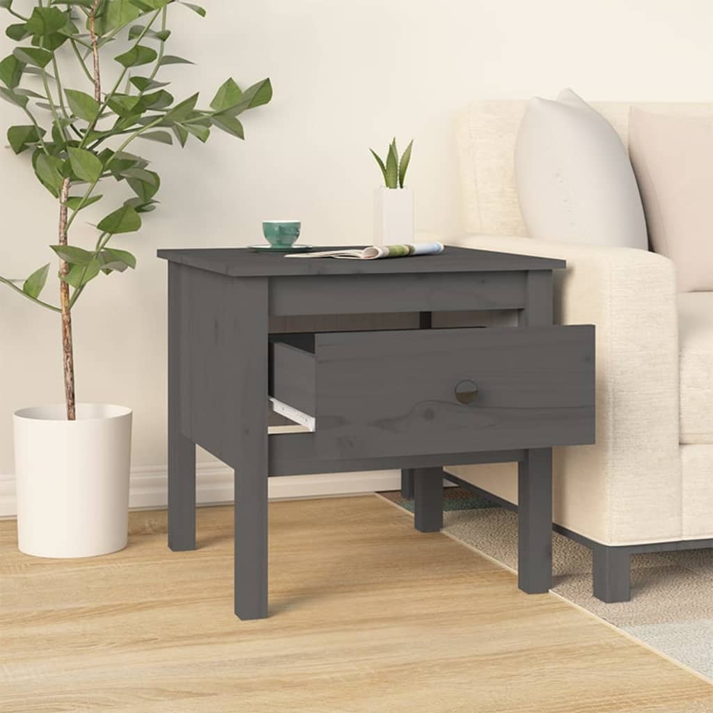 vidaXL Tables d'appoint 2 pcs Gris 50x50x49 cm Bois de pin massif