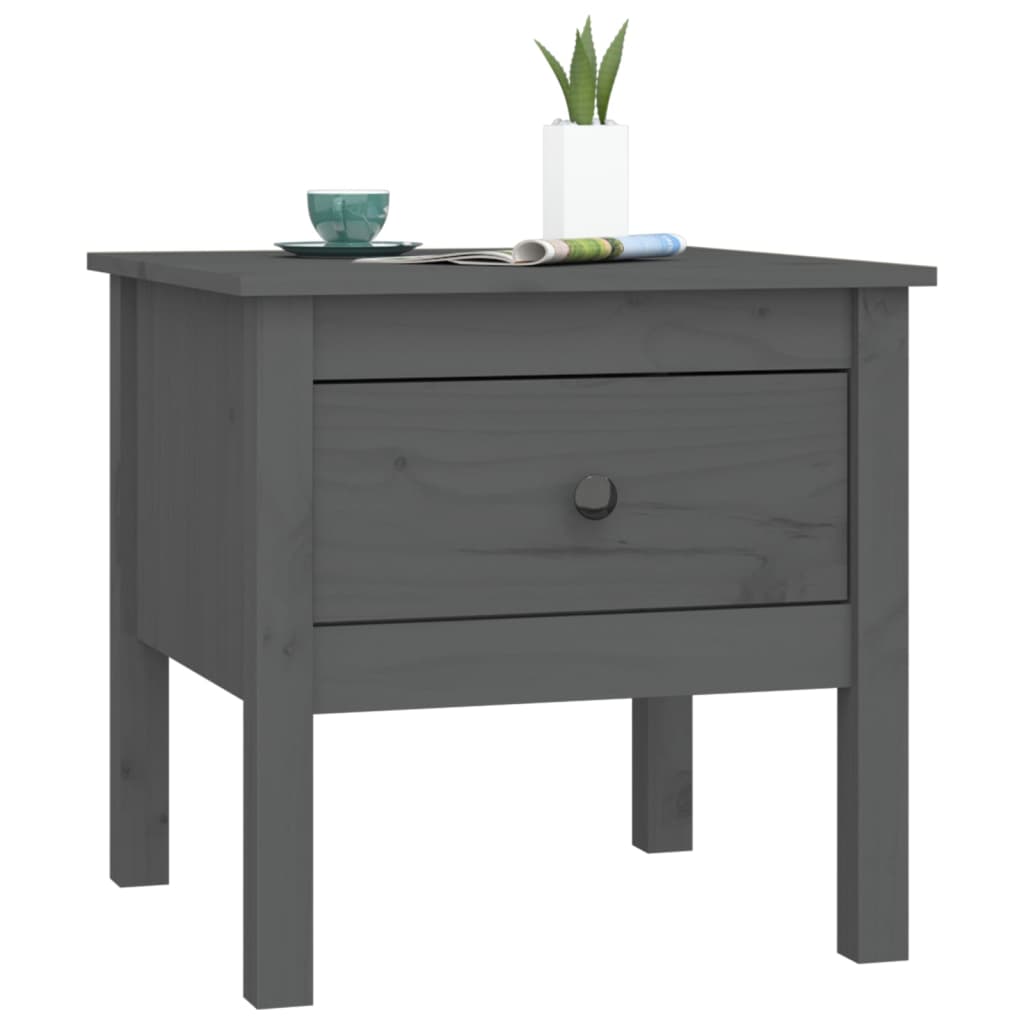 vidaXL Tables d'appoint 2 pcs Gris 50x50x49 cm Bois de pin massif