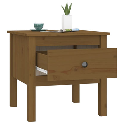 vidaXL Table d'appoint marron miel 50x50x49 cm Bois de pin massif